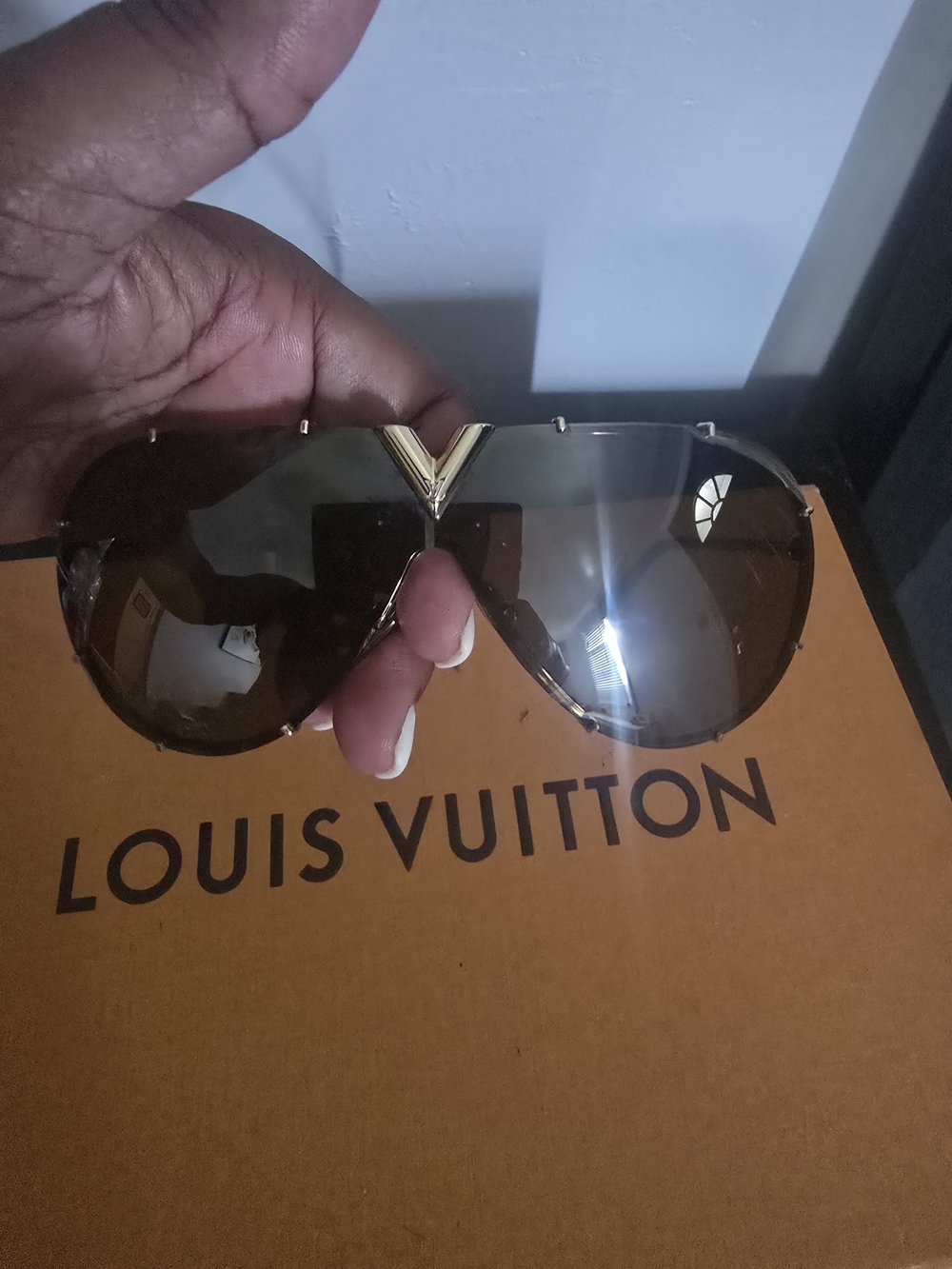 Louis Vuitton Brown Gradient Shield Sunglasses with Gold Accent